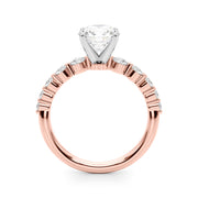 Majestic Single Row Shared Pr Eng Ring Round Diamond Engagement Ring in 10K/14K gold and platinum with certified lab-grown or natural diamonds
