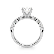 Majestic Single Row Shared Pr Eng Ring Round Diamond Engagement Ring in 10K/14K gold and platinum with certified lab-grown or natural diamonds