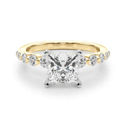 Majestic Single Row Shared Pr Eng Ring Round Diamond Engagement Ring in 10K/14K gold and platinum with certified lab-grown or natural diamonds