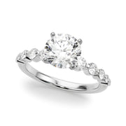 Majestic Single Row Shared Pr Eng Ring Round Diamond Engagement Ring in 10K/14K gold and platinum with certified lab-grown or natural diamonds