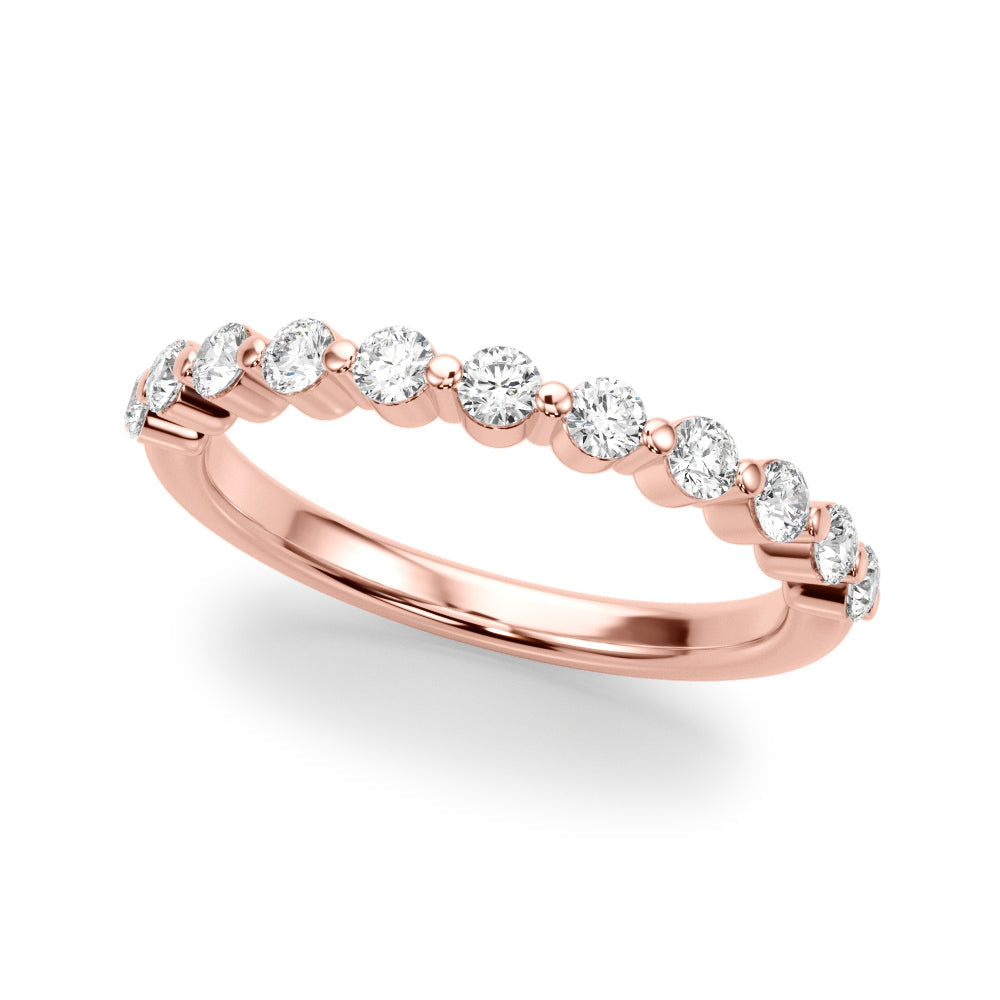Single Shared Prong Half Eternity Ring in Gold & Platinum
