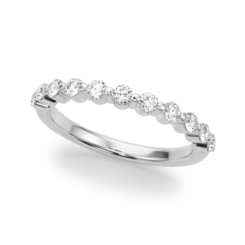 Single Shared Prong Half Eternity Ring in Gold & Platinum