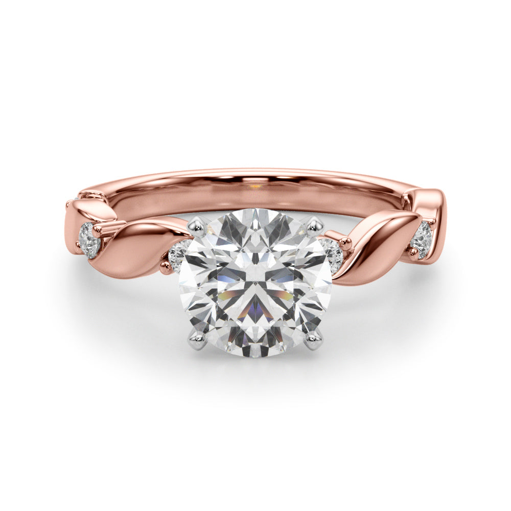 Sculpted Twist Diamond Engagement Ring Round Diamond Engagement Ring in 10K/14K gold and platinum with certified lab-grown or natural diamonds