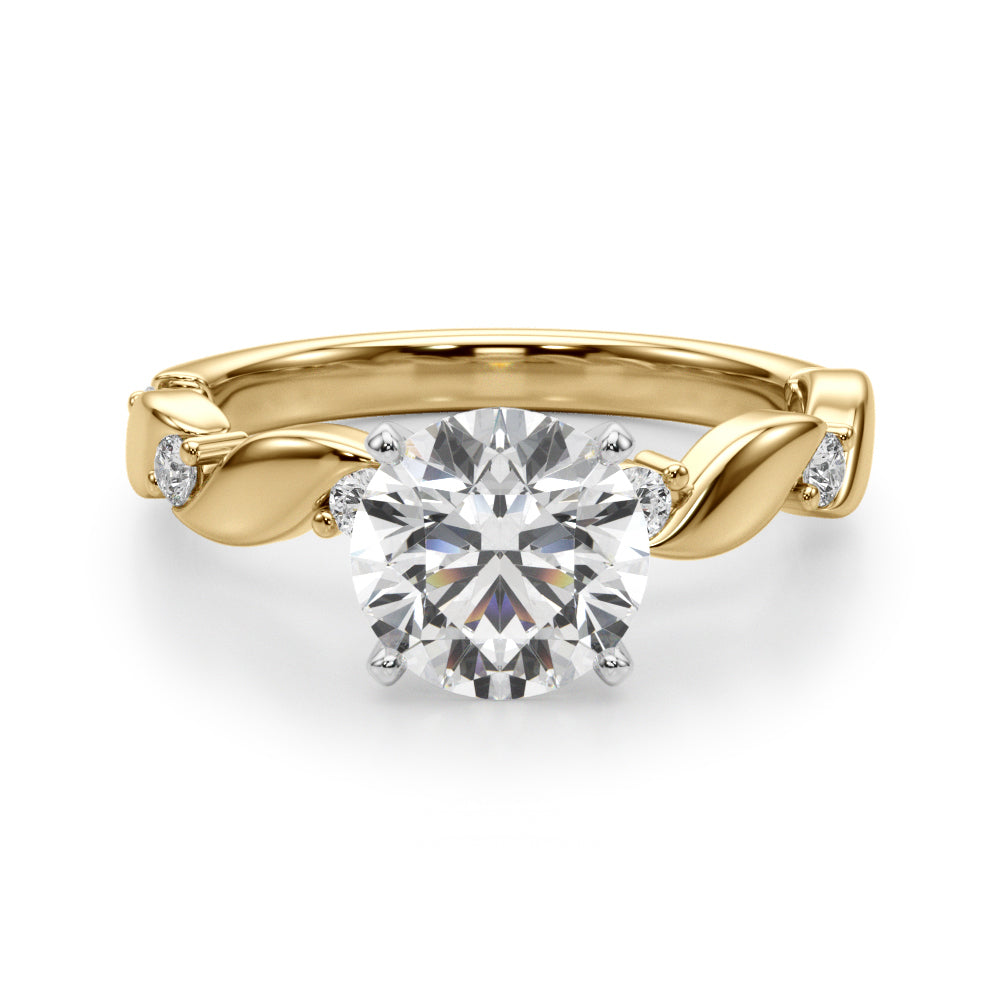 Sculpted Twist Diamond Engagement Ring Round Diamond Engagement Ring in 10K/14K gold and platinum with certified lab-grown or natural diamonds