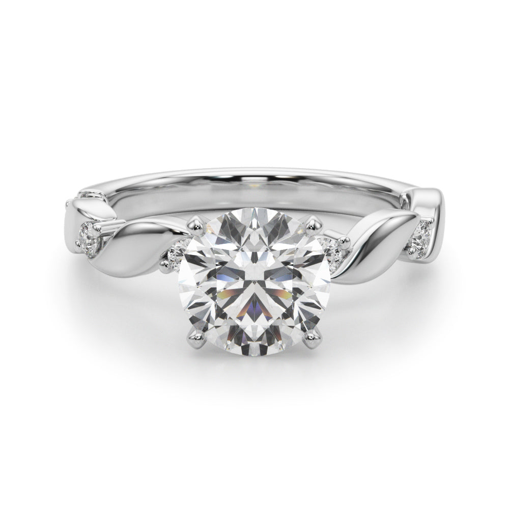 Sculpted Twist Diamond Engagement Ring Round Diamond Engagement Ring in 10K/14K gold and platinum with certified lab-grown or natural diamonds