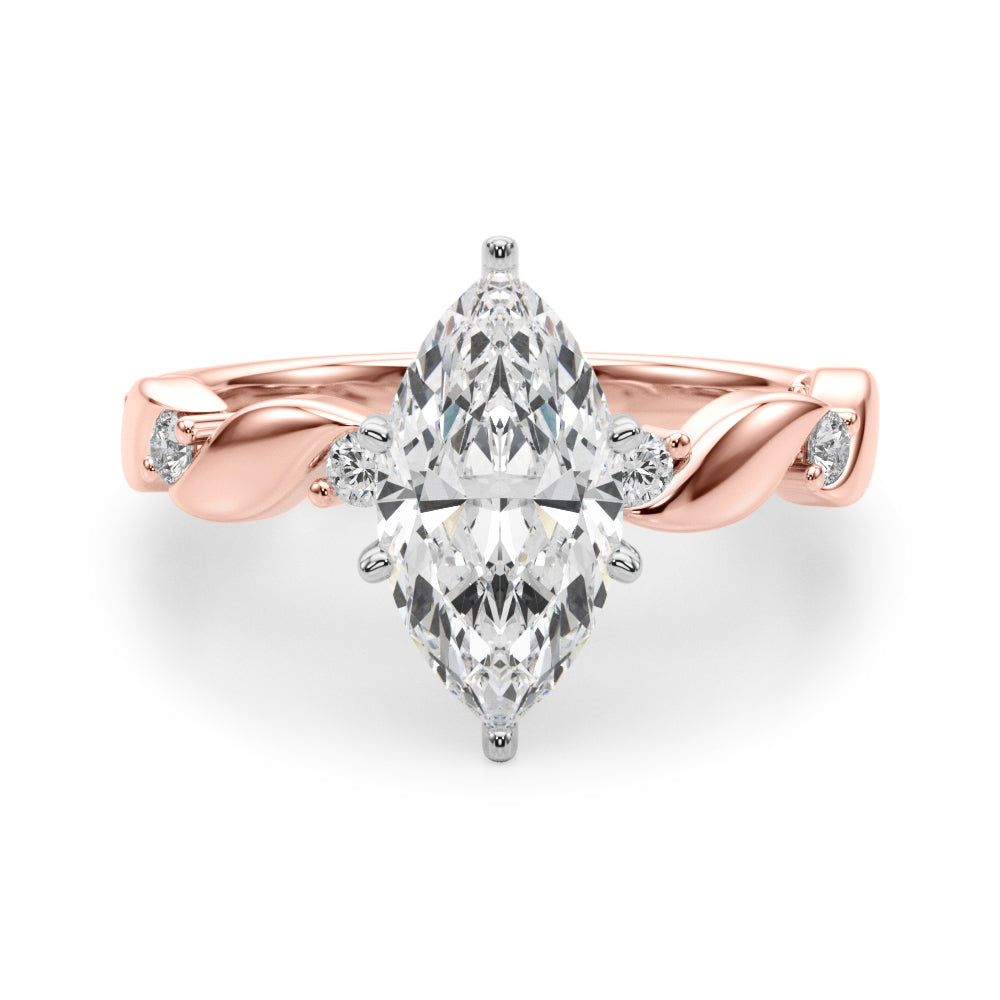 Sculpted Twist Diamond Engagement Ring Round Diamond Engagement Ring in 10K/14K gold and platinum with certified lab-grown or natural diamonds
