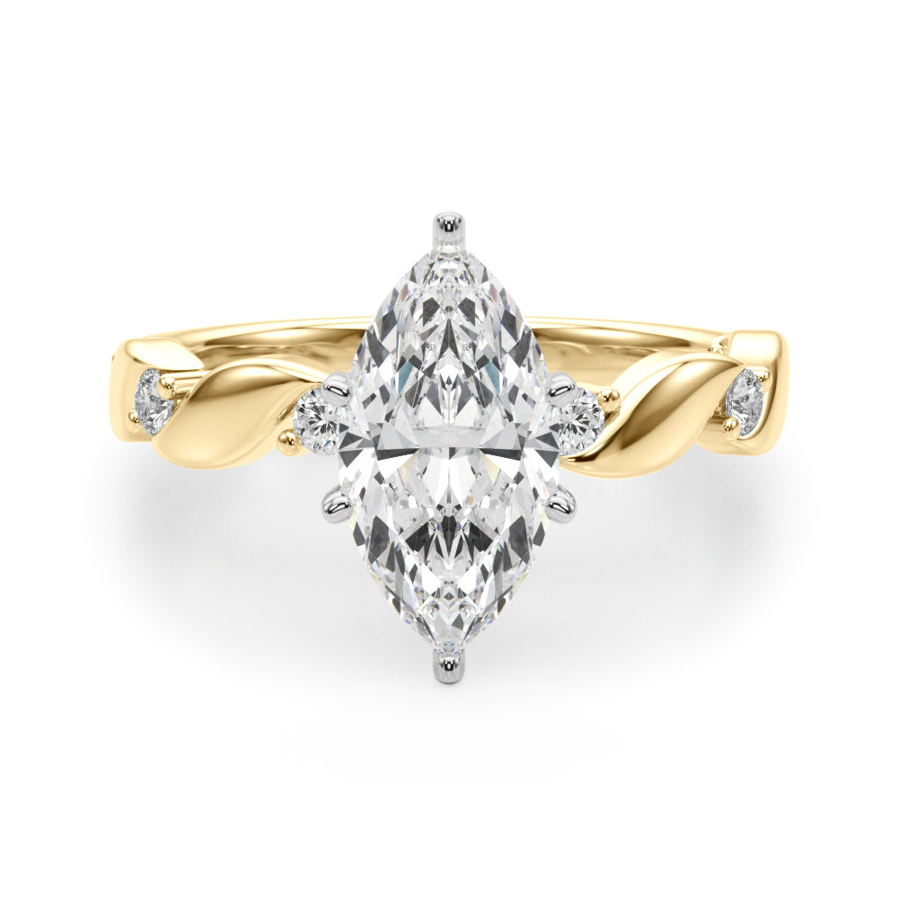Sculpted Twist Diamond Engagement Ring Round Diamond Engagement Ring in 10K/14K gold and platinum with certified lab-grown or natural diamonds