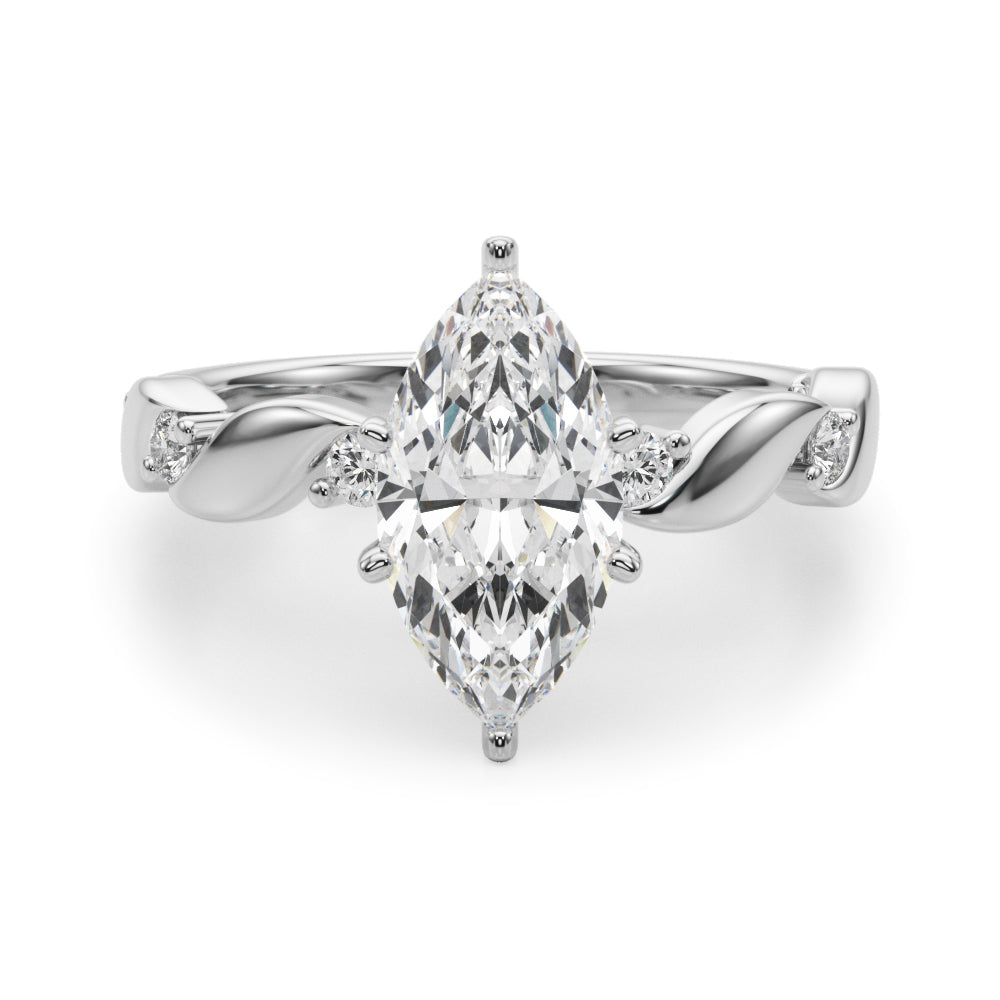 Sculpted Twist Diamond Engagement Ring Round Diamond Engagement Ring in 10K/14K gold and platinum with certified lab-grown or natural diamonds