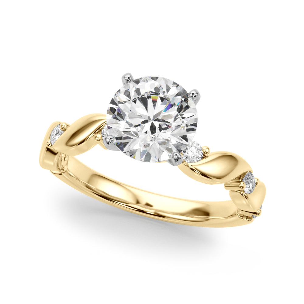 Sculpted Twist Diamond Engagement Ring Round Diamond Engagement Ring in 10K/14K gold and platinum with certified lab-grown or natural diamonds