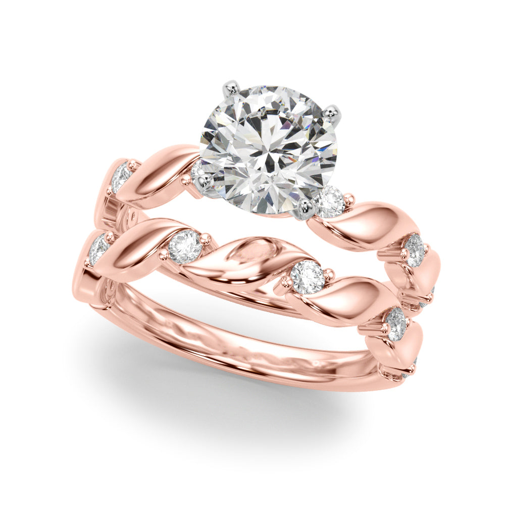 Sculpted Twist Diamond Engagement Ring Round Diamond Engagement Ring in 10K/14K gold and platinum with certified lab-grown or natural diamonds