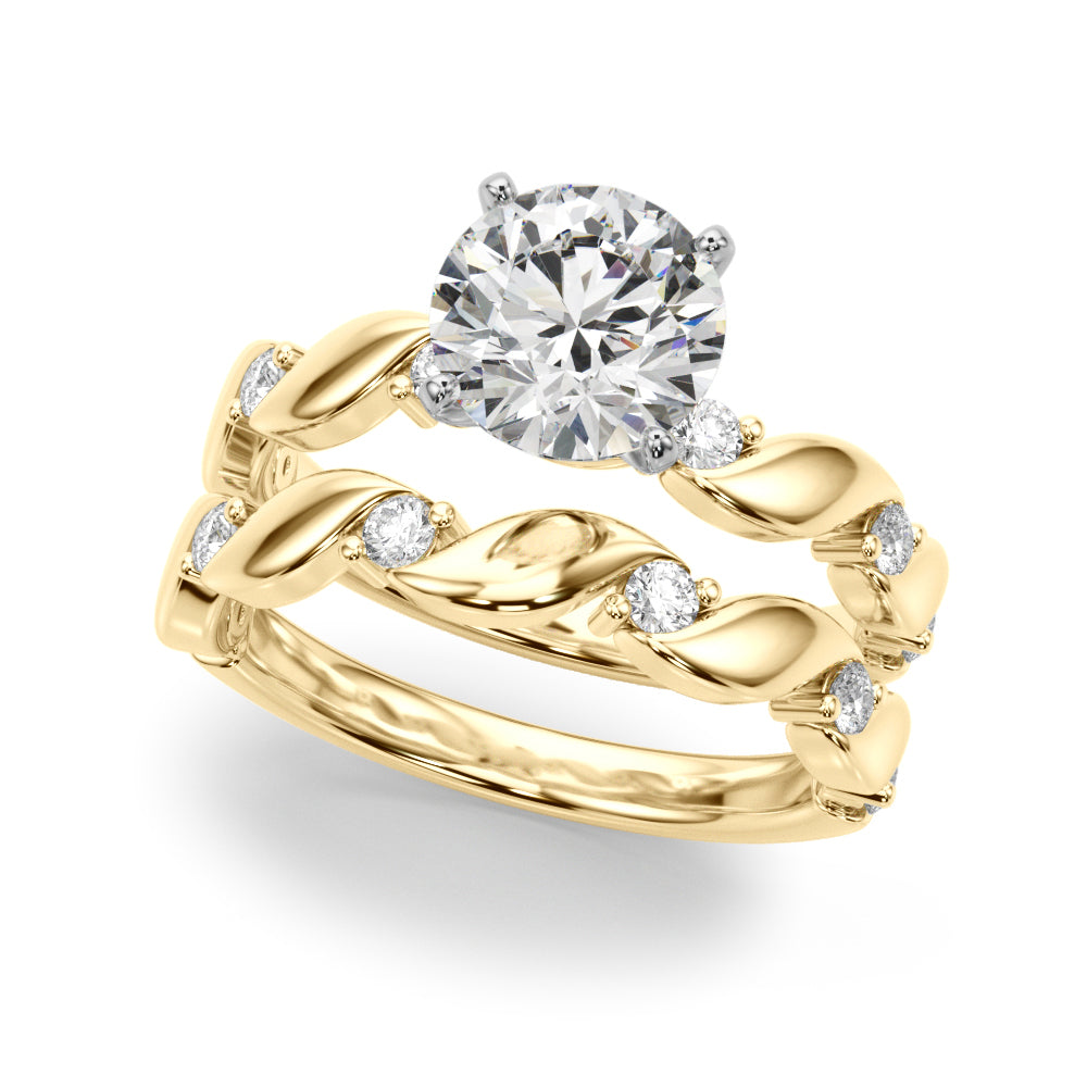 Sculpted Twist Diamond Engagement Ring Round Diamond Engagement Ring in 10K/14K gold and platinum with certified lab-grown or natural diamonds