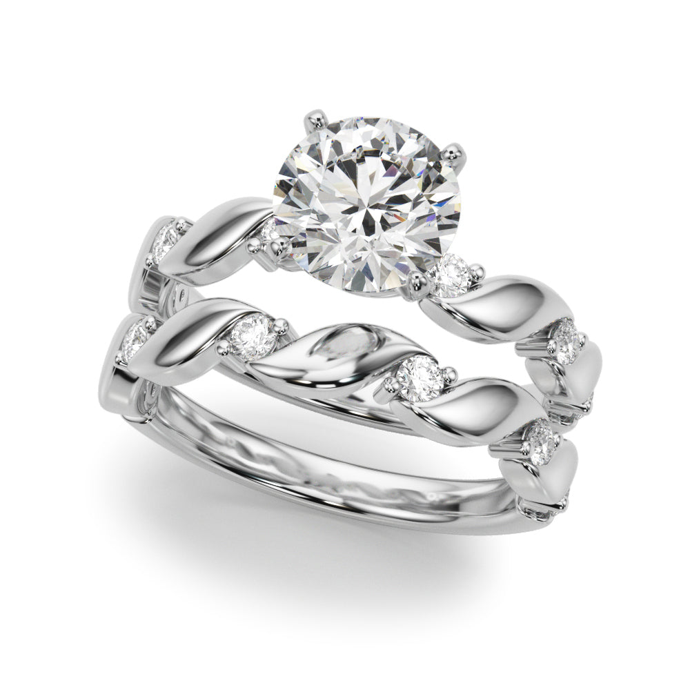 Sculpted Twist Diamond Engagement Ring Round Diamond Engagement Ring in 10K/14K gold and platinum with certified lab-grown or natural diamonds