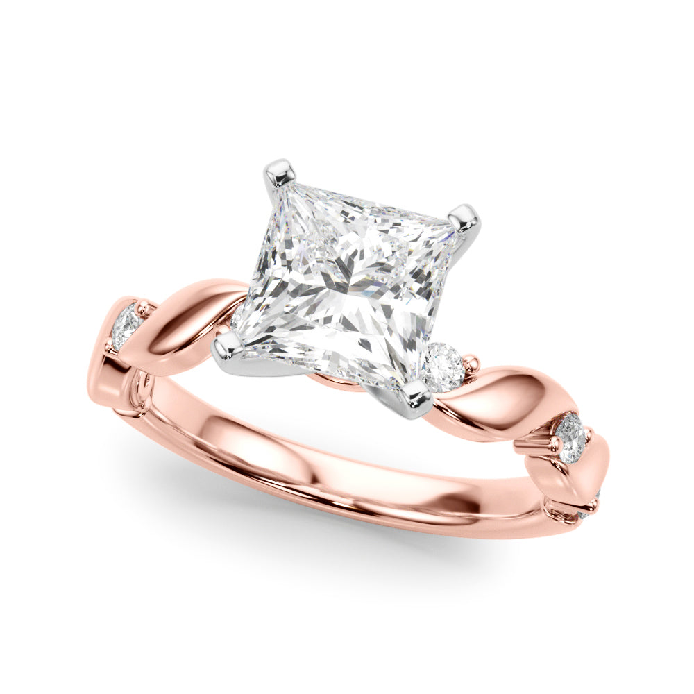 Sculpted Twist Diamond Engagement Ring Round Diamond Engagement Ring in 10K/14K gold and platinum with certified lab-grown or natural diamonds