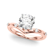 Couture Chevron Diamond Engagement Ring Round Diamond Engagement Ring in 10K/14K gold and platinum with certified lab-grown or natural diamonds