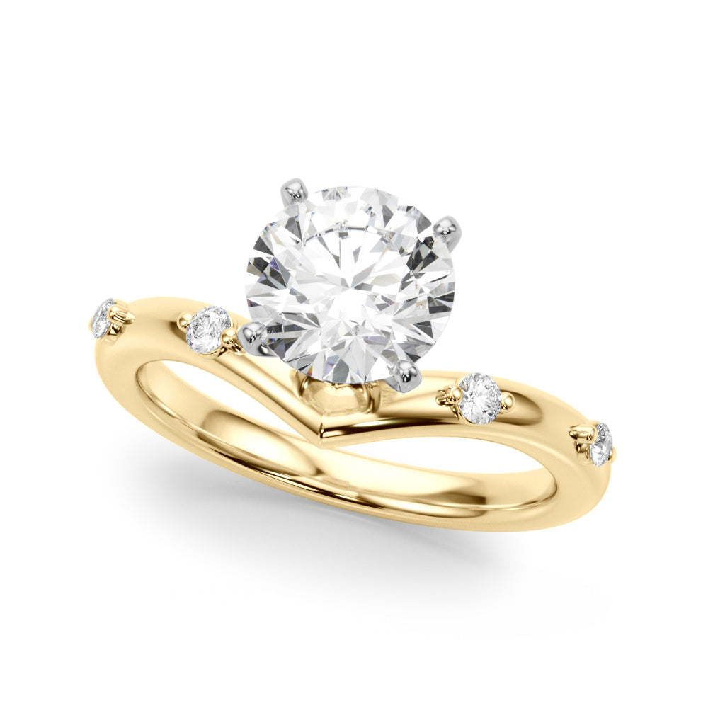 Couture Chevron Diamond Engagement Ring Round Diamond Engagement Ring in 10K/14K gold and platinum with certified lab-grown or natural diamonds