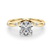 Couture Chevron Diamond Engagement Ring Round Diamond Engagement Ring in 10K/14K gold and platinum with certified lab-grown or natural diamonds