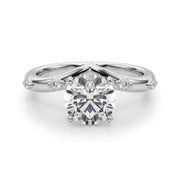 Couture Chevron Diamond Engagement Ring Round Diamond Engagement Ring in 10K/14K gold and platinum with certified lab-grown or natural diamonds