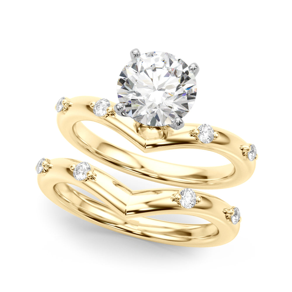 Couture Chevron Diamond Engagement Ring Round Diamond Engagement Ring in 10K/14K gold and platinum with certified lab-grown or natural diamonds