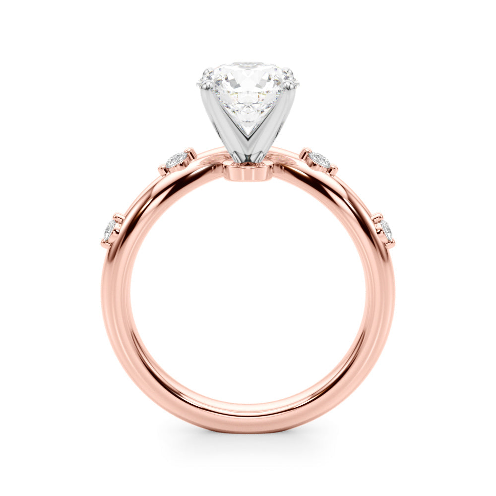 Couture Chevron Diamond Engagement Ring Round Diamond Engagement Ring in 10K/14K gold and platinum with certified lab-grown or natural diamonds
