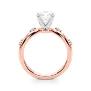 Couture Chevron Diamond Engagement Ring Round Diamond Engagement Ring in 10K/14K gold and platinum with certified lab-grown or natural diamonds