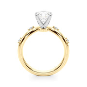 Couture Chevron Diamond Engagement Ring Round Diamond Engagement Ring in 10K/14K gold and platinum with certified lab-grown or natural diamonds