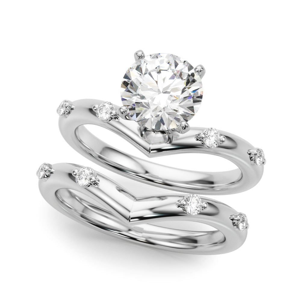 Couture Chevron Diamond Engagement Ring Round Diamond Engagement Ring in 10K/14K gold and platinum with certified lab-grown or natural diamonds