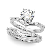 Couture Chevron Diamond Engagement Ring Round Diamond Engagement Ring in 10K/14K gold and platinum with certified lab-grown or natural diamonds