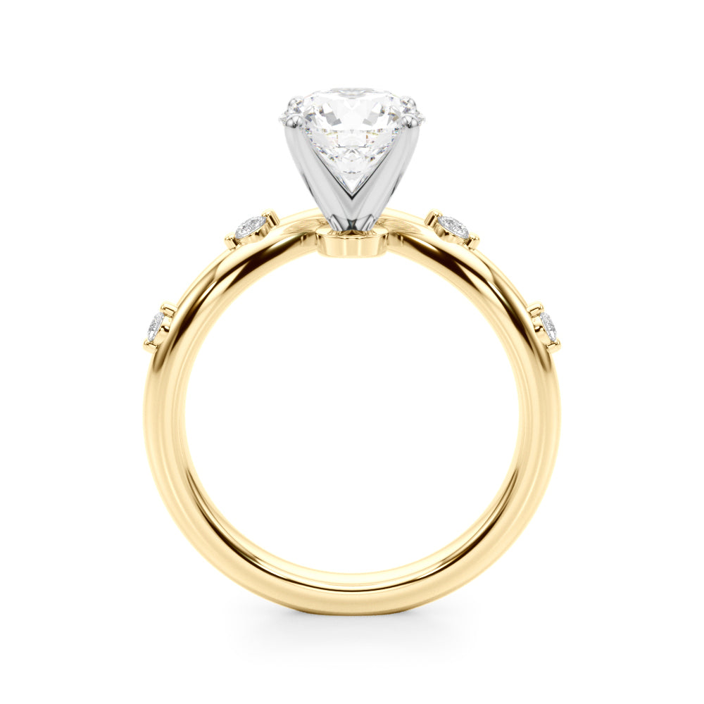 Couture Chevron Diamond Engagement Ring Round Diamond Engagement Ring in 10K/14K gold and platinum with certified lab-grown or natural diamonds