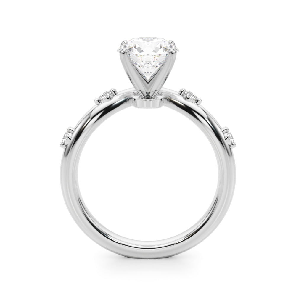 Couture Chevron Diamond Engagement Ring Round Diamond Engagement Ring in 10K/14K gold and platinum with certified lab-grown or natural diamonds
