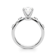 Couture Chevron Diamond Engagement Ring Round Diamond Engagement Ring in 10K/14K gold and platinum with certified lab-grown or natural diamonds