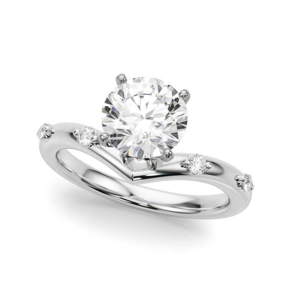 Couture Chevron Diamond Engagement Ring Round Diamond Engagement Ring in 10K/14K gold and platinum with certified lab-grown or natural diamonds