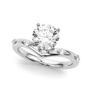 Couture Chevron Diamond Engagement Ring Round Diamond Engagement Ring in 10K/14K gold and platinum with certified lab-grown or natural diamonds