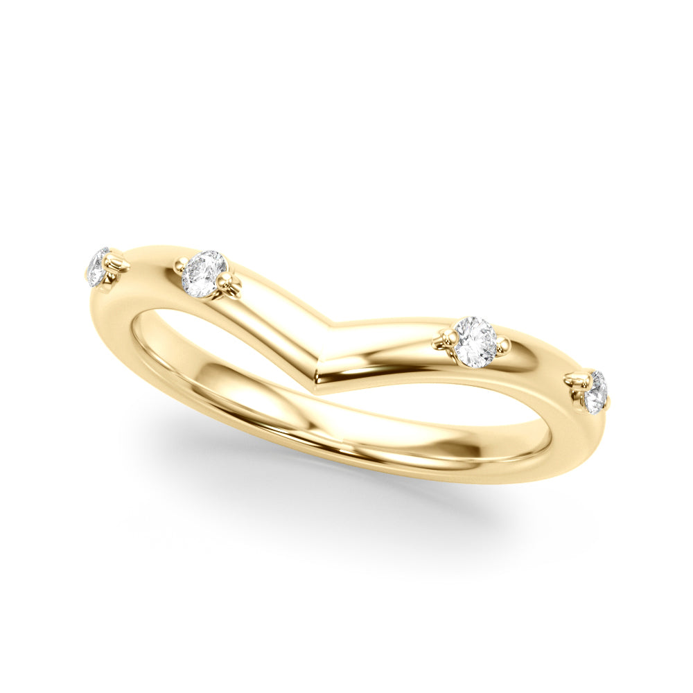 Chevron Half Eternity Ring in 10K/14K gold and platinum with certified lab-grown or natural diamonds