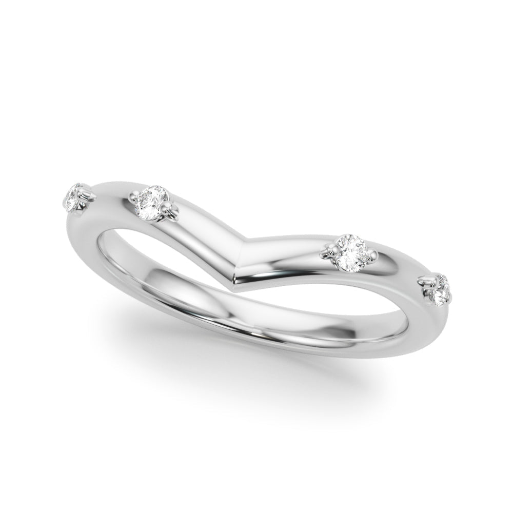 Chevron Half Eternity Ring in Gold & Platinum