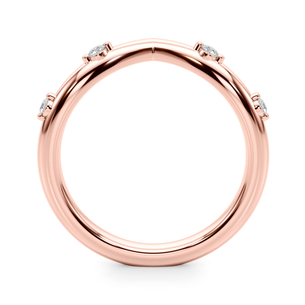 Chevron Half Eternity Ring in Gold & Platinum