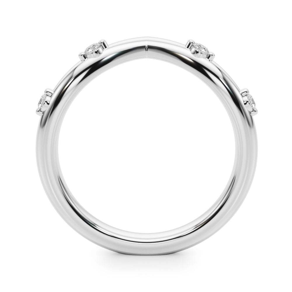 Chevron Half Eternity Ring in Gold & Platinum