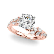 Romantic Diamond Leaf Engagement Ring Round Diamond Engagement Ring in 10K/14K gold and platinum with certified lab-grown or natural diamonds
