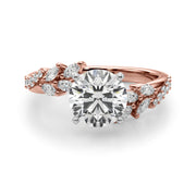 Romantic Diamond Leaf Engagement Ring Round Diamond Engagement Ring in 10K/14K gold and platinum with certified lab-grown or natural diamonds