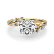 Romantic Diamond Leaf Engagement Ring Round Diamond Engagement Ring in 10K/14K gold and platinum with certified lab-grown or natural diamonds