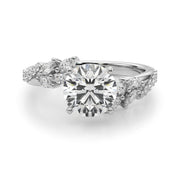 Romantic Diamond Leaf Engagement Ring Round Diamond Engagement Ring in 10K/14K gold and platinum with certified lab-grown or natural diamonds