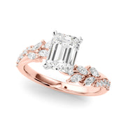 Romantic Diamond Leaf Engagement Ring Round Diamond Engagement Ring in 10K/14K gold and platinum with certified lab-grown or natural diamonds
