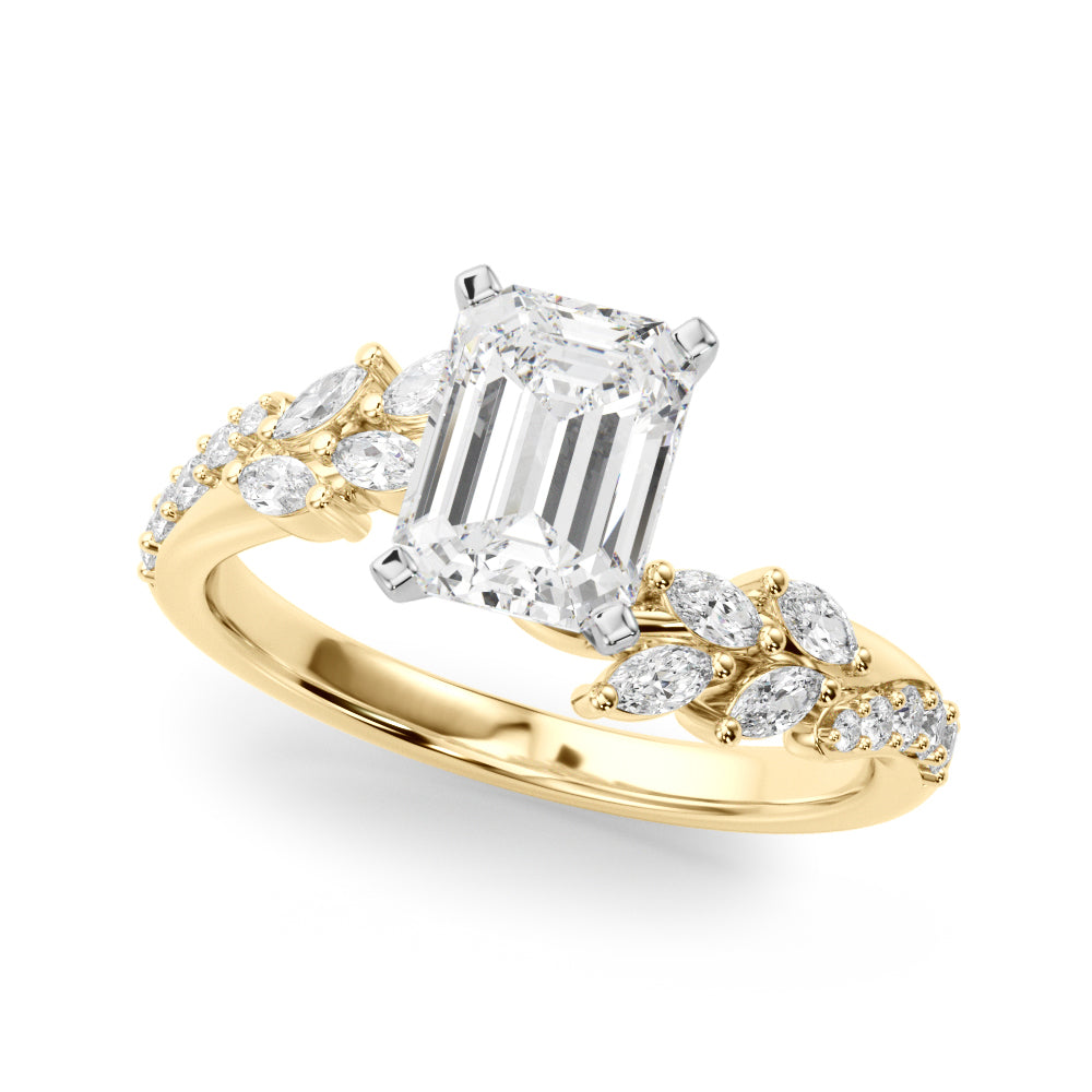 Romantic Diamond Leaf Engagement Ring Round Diamond Engagement Ring in 10K/14K gold and platinum with certified lab-grown or natural diamonds