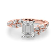 Romantic Diamond Leaf Engagement Ring Round Diamond Engagement Ring in 10K/14K gold and platinum with certified lab-grown or natural diamonds