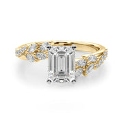 Romantic Diamond Leaf Engagement Ring Round Diamond Engagement Ring in 10K/14K gold and platinum with certified lab-grown or natural diamonds