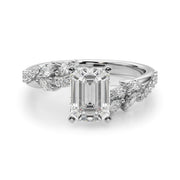 Romantic Diamond Leaf Engagement Ring Round Diamond Engagement Ring in 10K/14K gold and platinum with certified lab-grown or natural diamonds