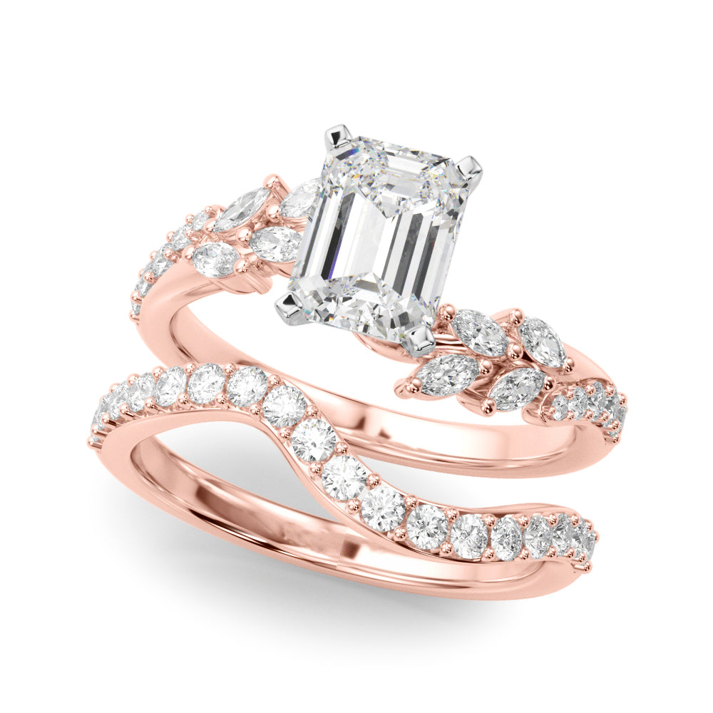 Romantic Diamond Leaf Engagement Ring Round Diamond Engagement Ring in 10K/14K gold and platinum with certified lab-grown or natural diamonds
