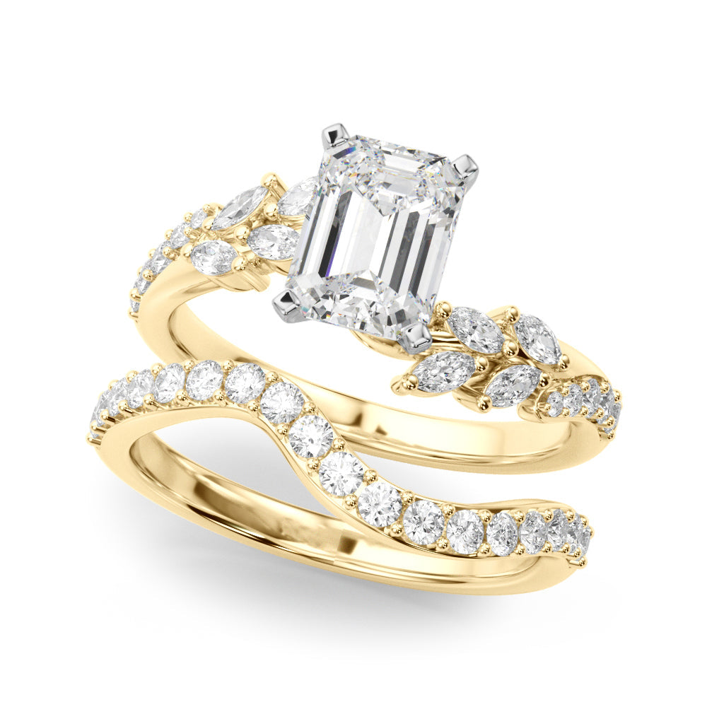 Romantic Diamond Leaf Engagement Ring Round Diamond Engagement Ring in 10K/14K gold and platinum with certified lab-grown or natural diamonds