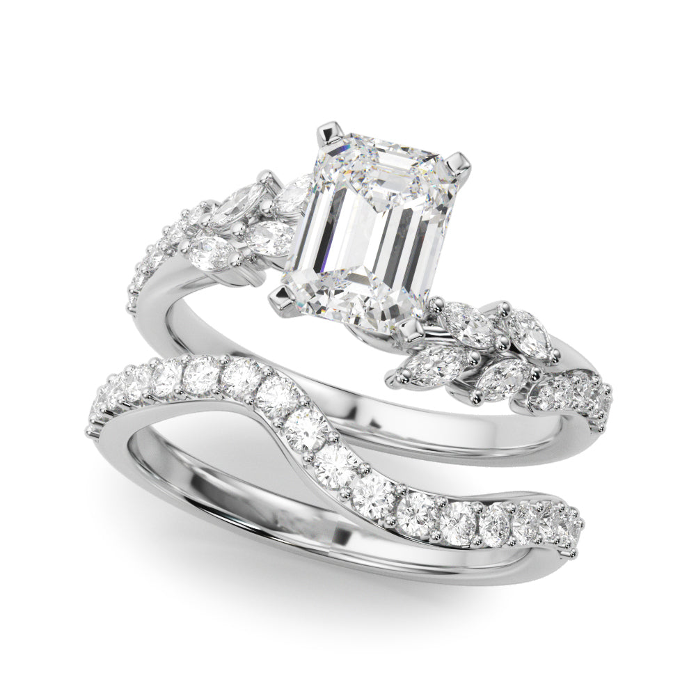 Romantic Diamond Leaf Engagement Ring Round Diamond Engagement Ring in 10K/14K gold and platinum with certified lab-grown or natural diamonds