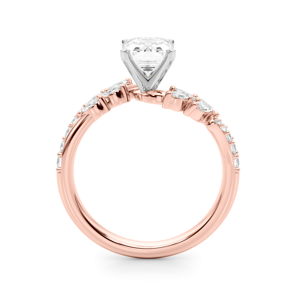 Romantic Diamond Leaf Engagement Ring Round Diamond Engagement Ring in 10K/14K gold and platinum with certified lab-grown or natural diamonds