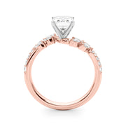 Romantic Diamond Leaf Engagement Ring Round Diamond Engagement Ring in 10K/14K gold and platinum with certified lab-grown or natural diamonds